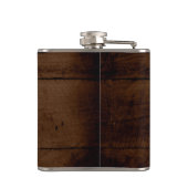 Rustik Chic Falsches Holz Klassisches Monogramm Flachmann (Rückseite)