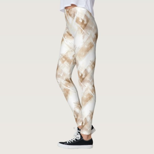 Rustik Creme Braun Streifen Leggings (Links)