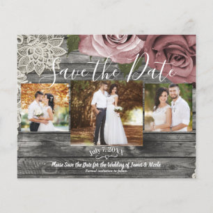 Rustik Grau Staubrosa Rosen Foto Save-the-Date