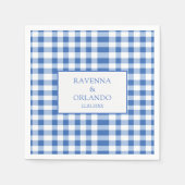 Rustik-karierte Babyblau-Gingham-Hochzeit Serviette (Vorderseite)