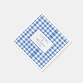Rustik-karierte Babyblau-Gingham-Hochzeit Serviette (Ecke)