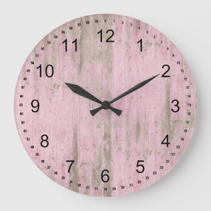 Rustik Rosa Faux Holz Große Wanduhr