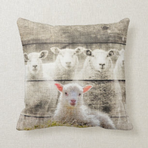 Rustik Schaf Baby Lamm Jute Kissen