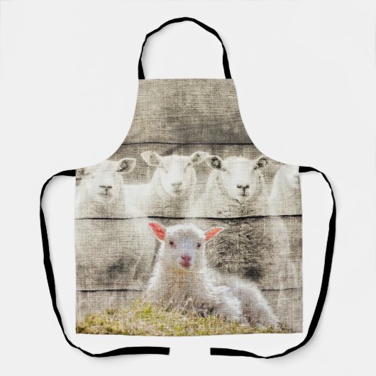 Rustik Schaf Baby Lamm Jute Schürze (Vorderseite)