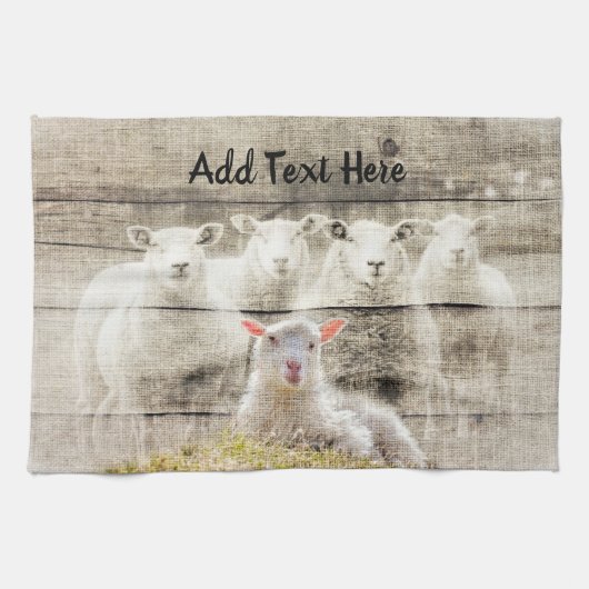 Rustik Schaf Lamm Jute Geschirrtuch (Horizontal)