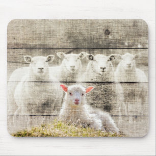 Rustik Schaf Lamm Jute Mousepad