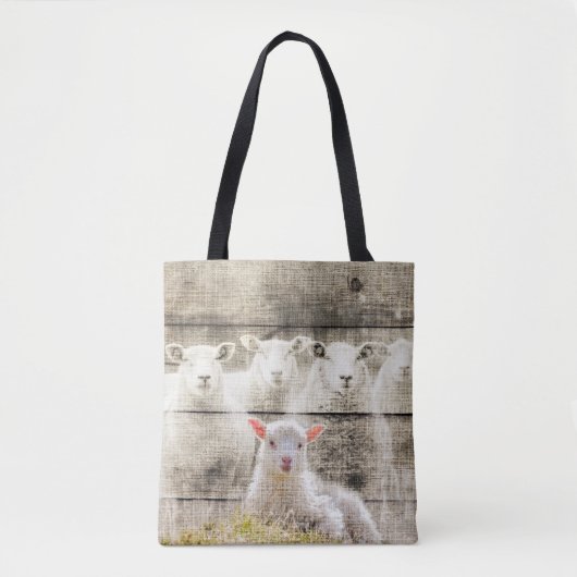 Rustik Schaf Lamm Jute Tasche (Vorderseite)