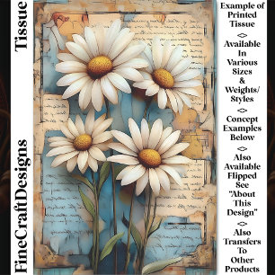 Rustik Shabby Chic Weiße Margeriten DB5L Decoupage Seidenpapier