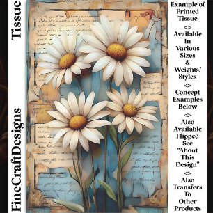 Rustik Shabby Chic Weiße Margeriten DB5R Decoupage Seidenpapier
