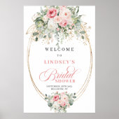 Rustik Staubiges Rosa Blumiges Eukalyptus Brautpar Poster (Vorne)