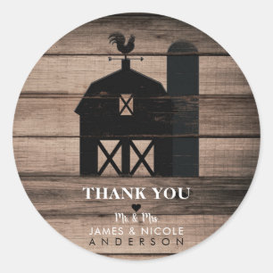 Rustik verwittertes Holz schwarze Scheune Landhoch Runder Aufkleber