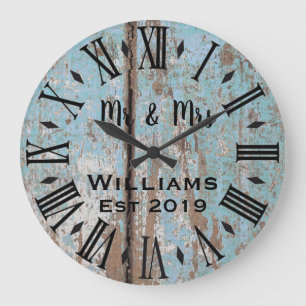 Rustik Vintage Personalisiertes Holz Individuell Große Wanduhr
