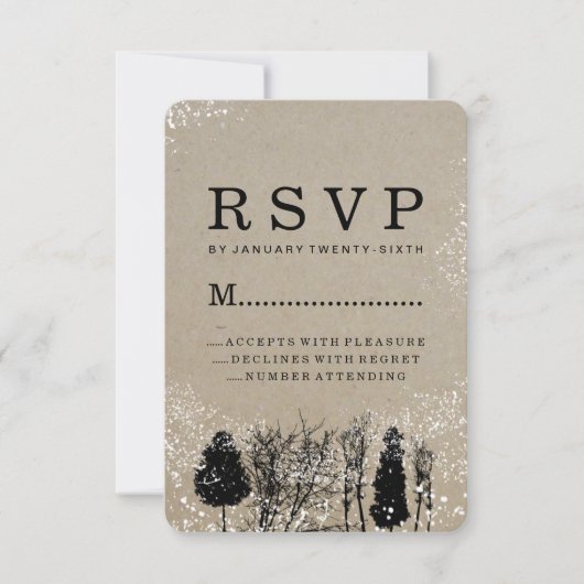 RUSTIK WINTERBAUM RSVP-KARTEN RSVP KARTE (Vorderseite)