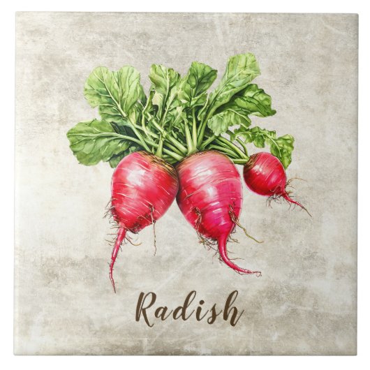 Rüstika Fliesenimitat mit Radieschen Fliese (Vorderseite)