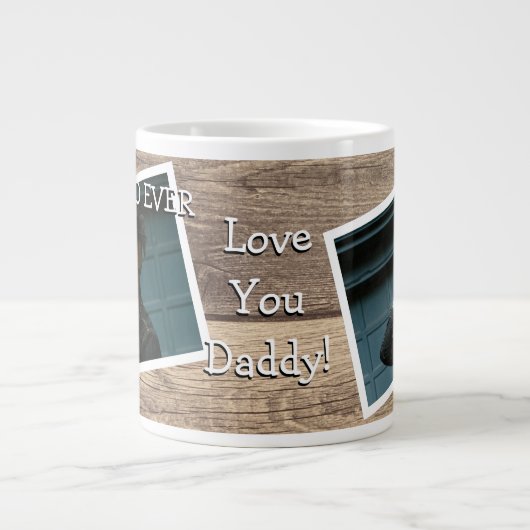 Rustikal 2 Foto Bester Vater je Jumbo-Tasse (Vorderseite)