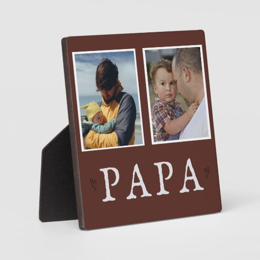 Rustikal 2-Foto Personalisiert Opa Plaque Fotoplatte (Vorderseite)