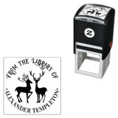 Rustikal 2 Hirsche Runde "Von der Bibliothek" Buch Permastempel (Beispiel)