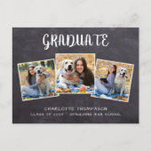 Rustikal 3 Foto Chalkboard Abschluss Ankündigungspostkarte (Vorderseite)