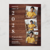 Rustikal 3 Foto Collage Landkreis Holz Abschluss Einladungspostkarte (Vorderseite)