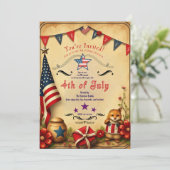 Rustikal 4. Juli Einladungskarte - Patriotic Einladung (Stehend Vorderseite)