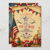 Rustikal 4. Juli Einladungskarte - Patriotic Einladung (Vorne/Hinten)