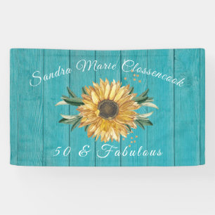Rustikal 50 und vornehm   Sonnenblume Aquamarin Ge Banner