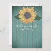 Rustikal 50 und vornehm | Sonnenblume Grün Geburts Einladung (Rückseite)