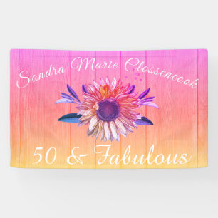 Rustikal 50 und vornehm   Sonnenblume Regenbogen Banner