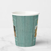 Rustikal 50 und vornehm | Sonnenblumen Grünes Holz Pappbecher (Links)