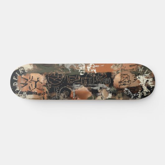 Rustikal Abstrakt mit komplizierter Graffiti-Linie Skateboard (Horizontal)