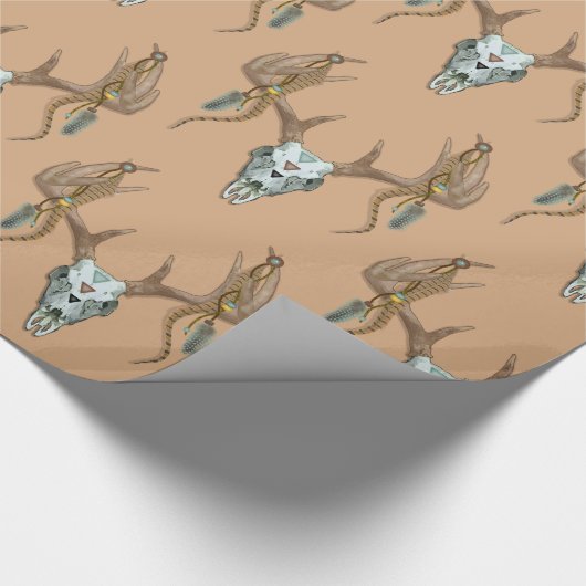 Rustikal Antlers Native American Geschenkpapier (Ecke)