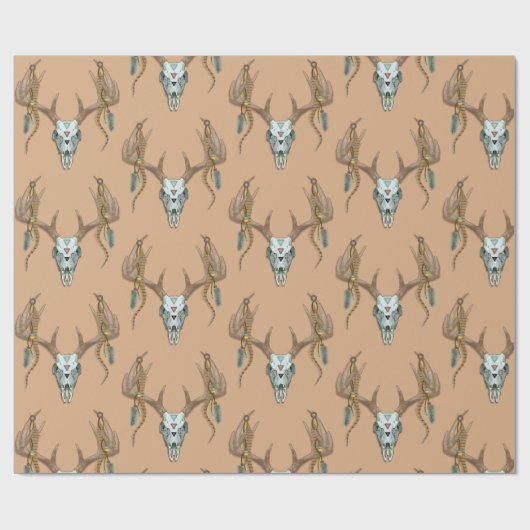 Rustikal Antlers Native American Geschenkpapier (Flach)