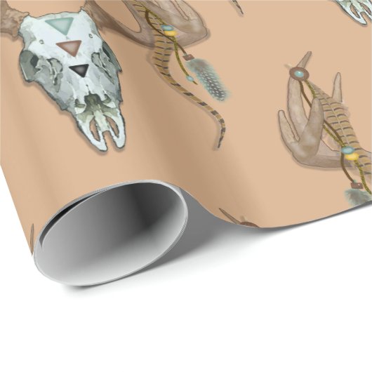 Rustikal Antlers Native American Geschenkpapier (Rolleneckpunkt)