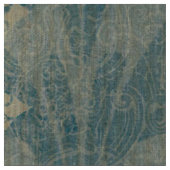 rustikal, aquamarin, beige, Damast, blumengeschmüc Stoff (Nahaufnahme)