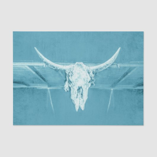 Rustikal Aquamarin Blue Girly Western Bull Cow Sku Seidenpapier (Vorderseite)