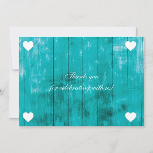 Rustikal Aquamarin Danke Karte (Rückseite)