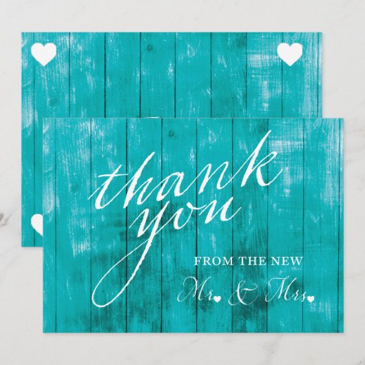 Rustikal Aquamarin Danke Karte (Vorne/Hinten)