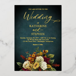 rustikal Aquamarin | Orange | Red Floral Bouquet W Folieneinladung