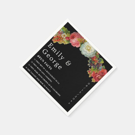 Rustikal | Aquarellblume | Elegante Hochzeit Serviette (Ecke)