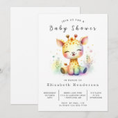 Rustikal bearbeitbare Giraffe Babydusche Einladung (Vorne/Hinten)