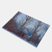 Rustikal bedrückte rote Scheune im Winterschnee Ur Fußmatte (Schrägansicht)