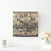 Rustikal bedrückter Holzeffekt Quadratische Wanduhr (Zuhause)