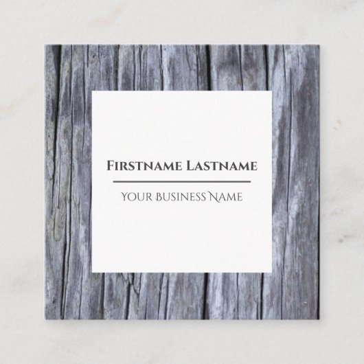 Rustikal bedrücktes graues Holzdesign Quadratische Visitenkarte (Vorderseite)