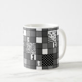Rustikal, Beliebt, Schwarz-Weiß, Patchwork, Einfac Kaffeetasse (VorderseiteRechts)