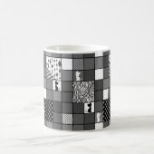 Rustikal, Beliebt, Schwarz-Weiß, Patchwork, Einfac Kaffeetasse (Mittel)