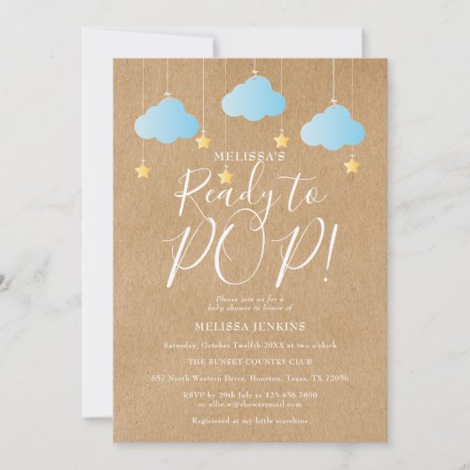 Rustikal Bereit zum Pop Twinkle Twinkle Kinderdusc Einladung (Vorderseite)