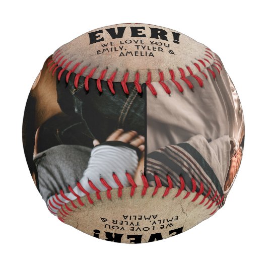 Rustikal Bester Vater Rotes Herz 2 Foto Baseball (Vorderseite)