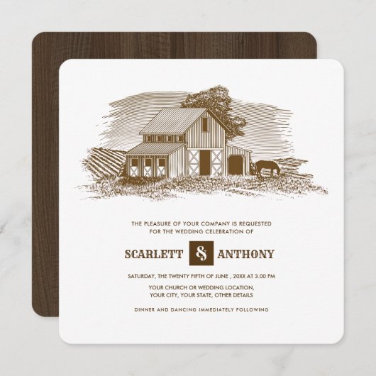 rustikal | Betrieb | Einladungen zur Hochzeit von  (Vorne/Hinten)