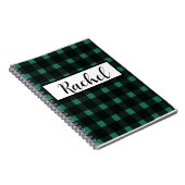 Rustikal Black Green Gingham Notizblock (Rechte Seite)