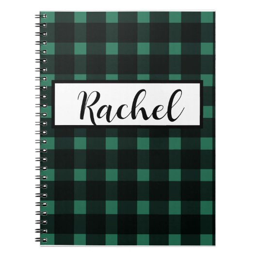 Rustikal Black Green Gingham Notizblock (Vorderseite)